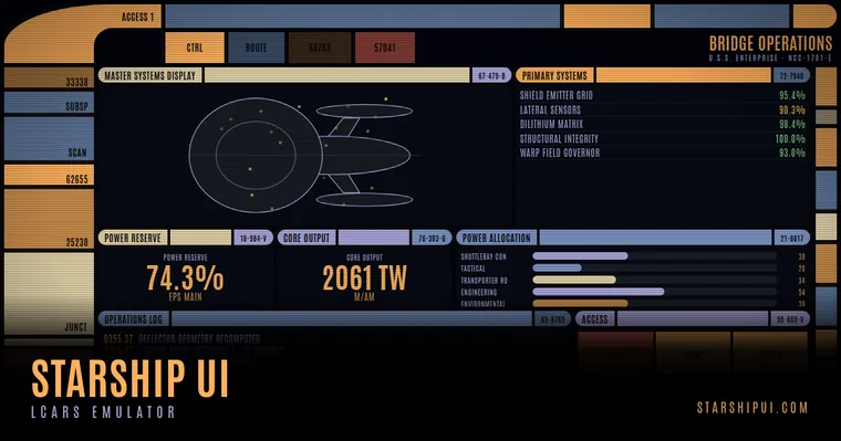 Starship UI: an LCARS bridge operations panel